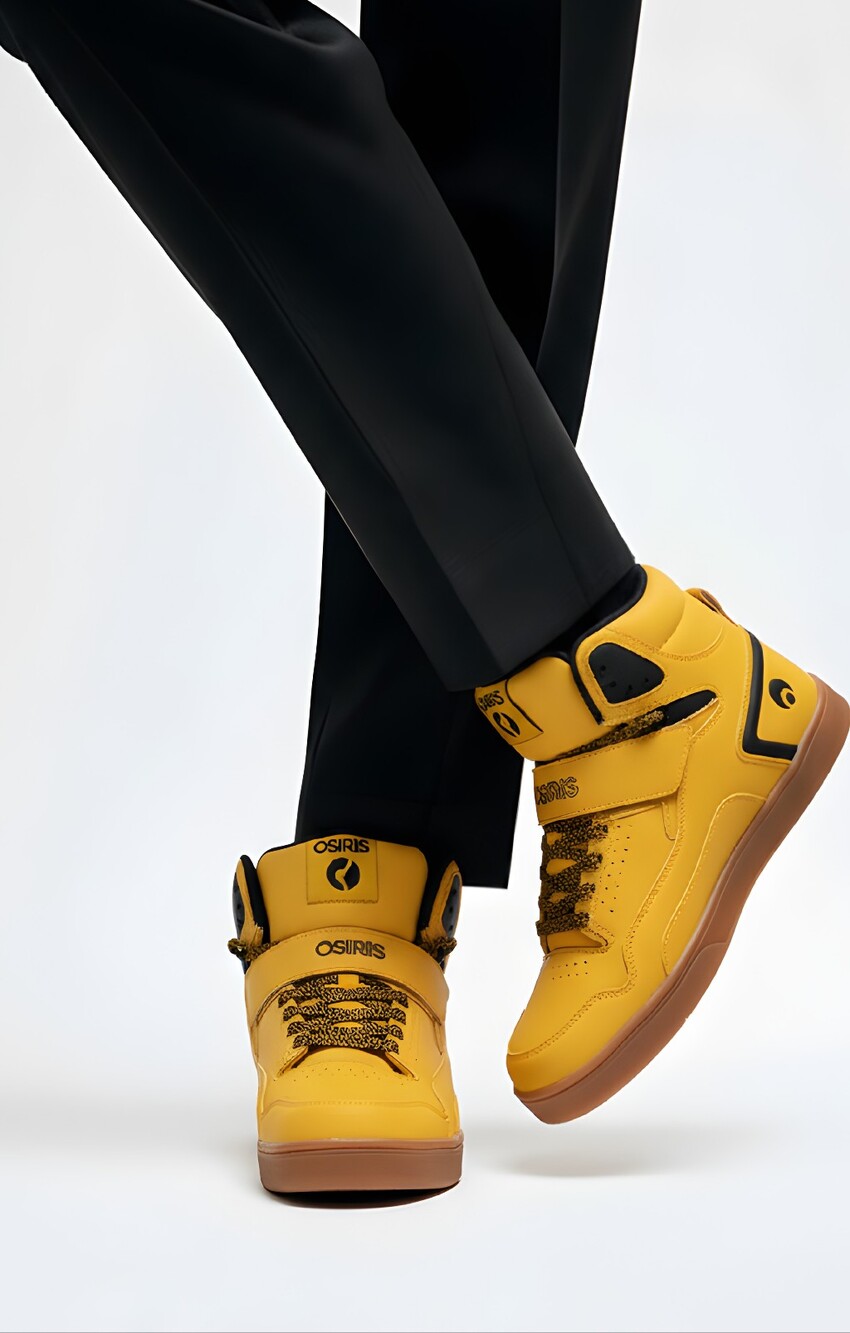 Osiris Rize Ultra High-Top Sneakers - Yellow / Workwear Gum - Size 7 US